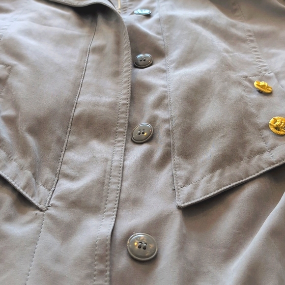 Vintage Fleet Street neutral slouchy draped trench coat W gold buttons. 10P - Picture 8 of 15